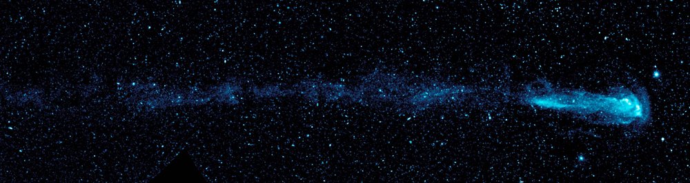 Ultraviolet image of Mira showing a comet-like tail of gas trailing the star